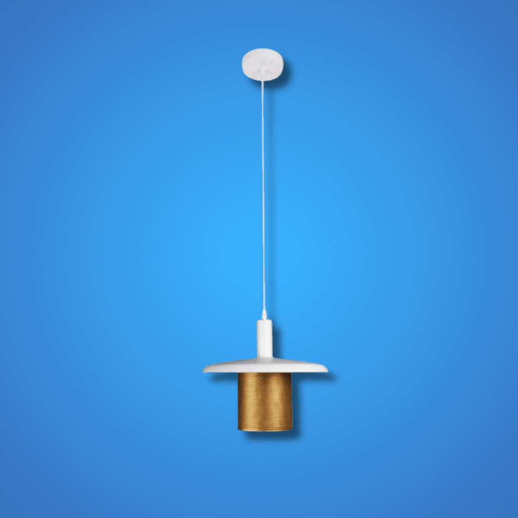 TKLD Pendant & Chandeliers White Golden Metal Caged Flat Pendant Ceiling Light - D350mm/D450mm