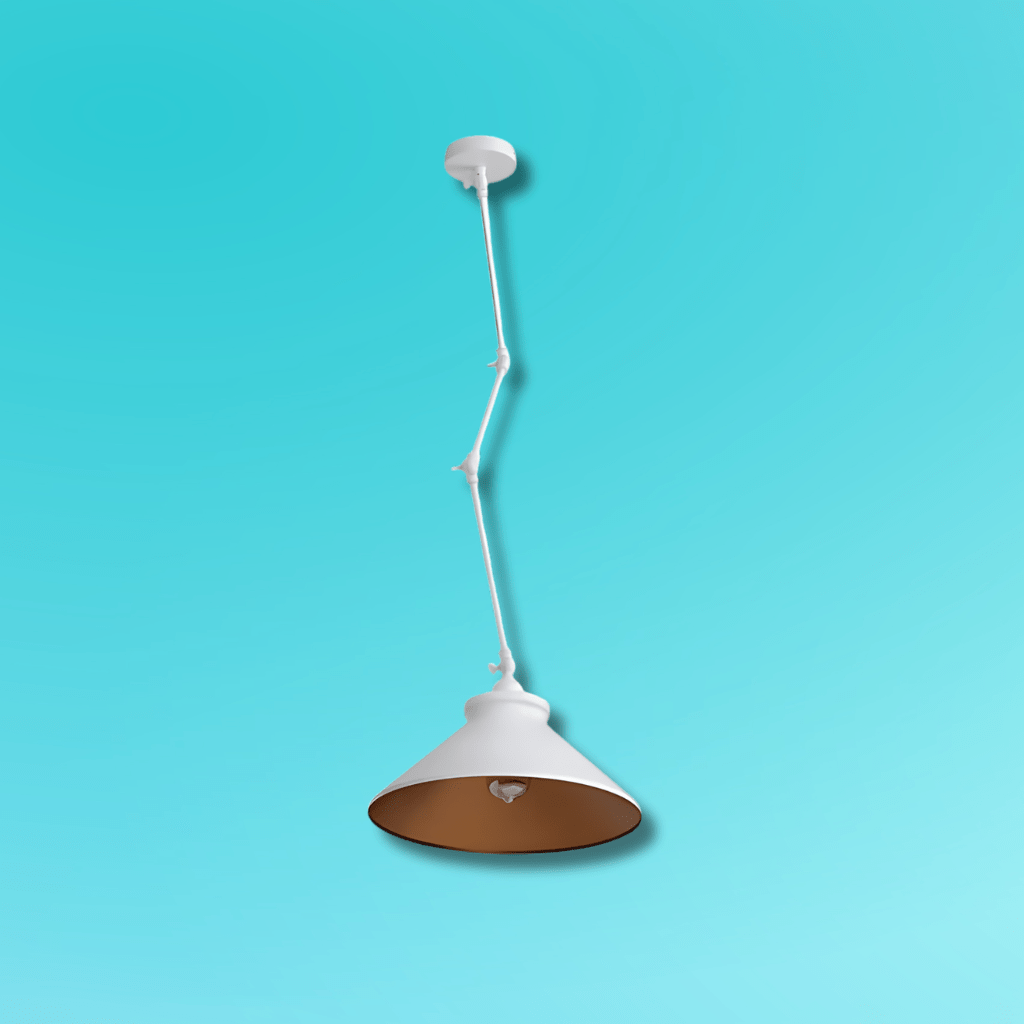 TKLD Pendant & Chandeliers White Metal Hinged Funnel Pendant Ceiling Light E27