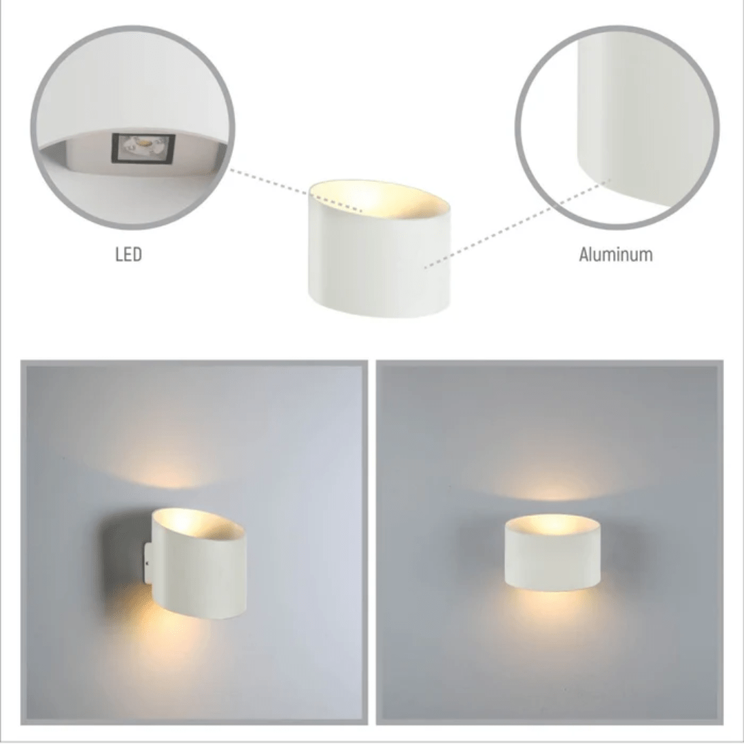 TKLD Wall & Sconce Lights White Oblique Cylinder Up & Down Outdoor Modern LED Wall Light - 2 x 3W