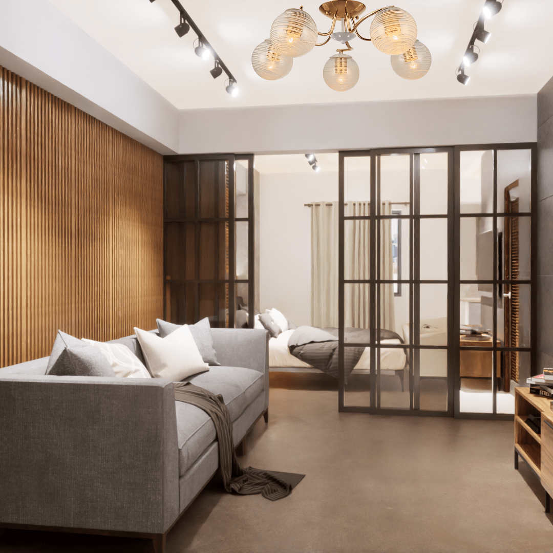 TKLD Ceiling Lights White Striped 5 Lamp Clear Globe Gold Semi Flush Ceiling Light - 40W