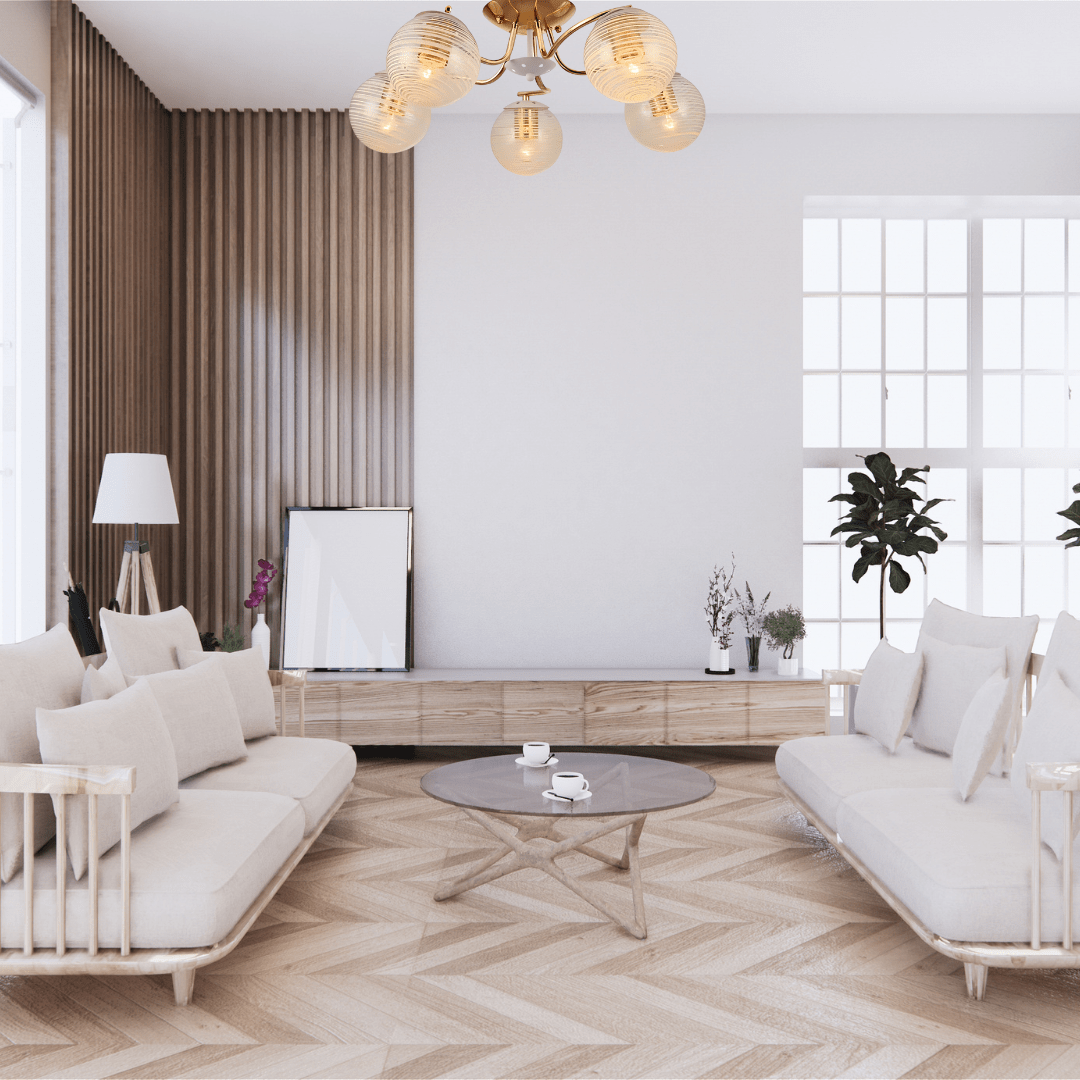 TKLD Ceiling Lights White Striped 5 Lamp Clear Globe Gold Semi Flush Ceiling Light - 40W