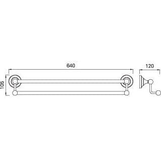 Toplight Bathroom Accessories Bathroom Copper Chrome Plated Two Bar Towel Rack - 7348