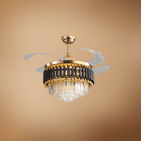 Toplight Ceiling Lights Golden Crystal Chandelier Ceiling Fan Light 72W With Remote Control - ESC-513B
