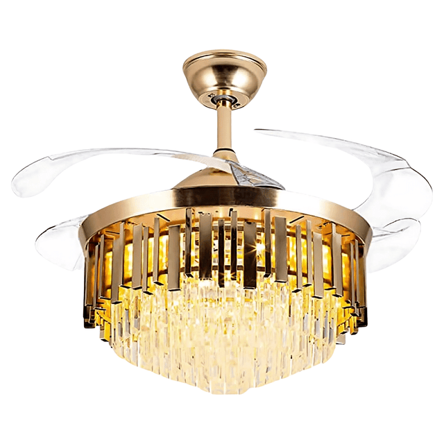 Toplight Ceiling Lights Golden Crystal Chandelier Ceiling Fan Light 72W With Remote Control - ESC-513G