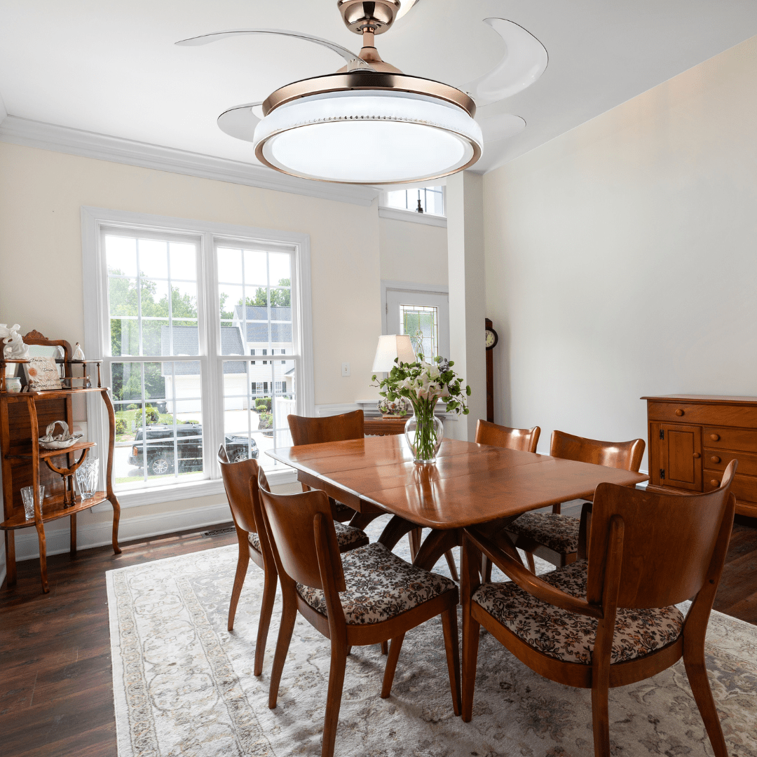 Toplight Ceiling Lights Golden Fashionable Retractable Fan Light 72W With Remote Control - ESC-3214