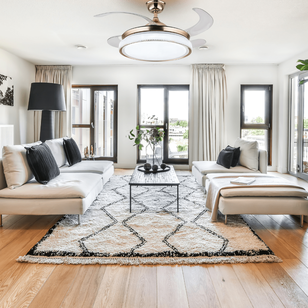 Toplight Ceiling Lights Golden Fashionable Retractable Fan Light 72W With Remote Control - ESC-3214