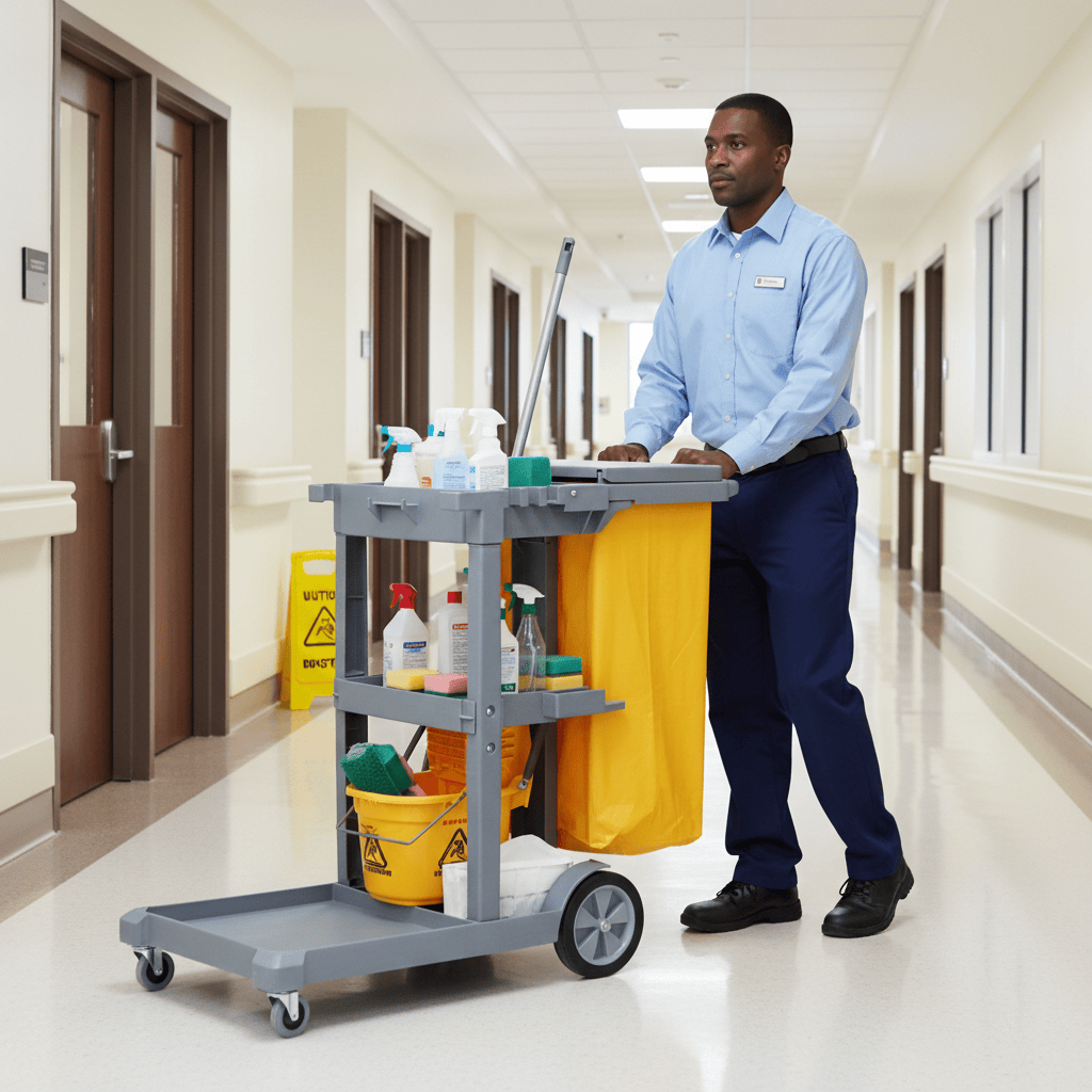 Topmop Cleaning Tools & Accessories Topmop Commercial Janitorial Cleaning Cart with Cover - D-011-1B