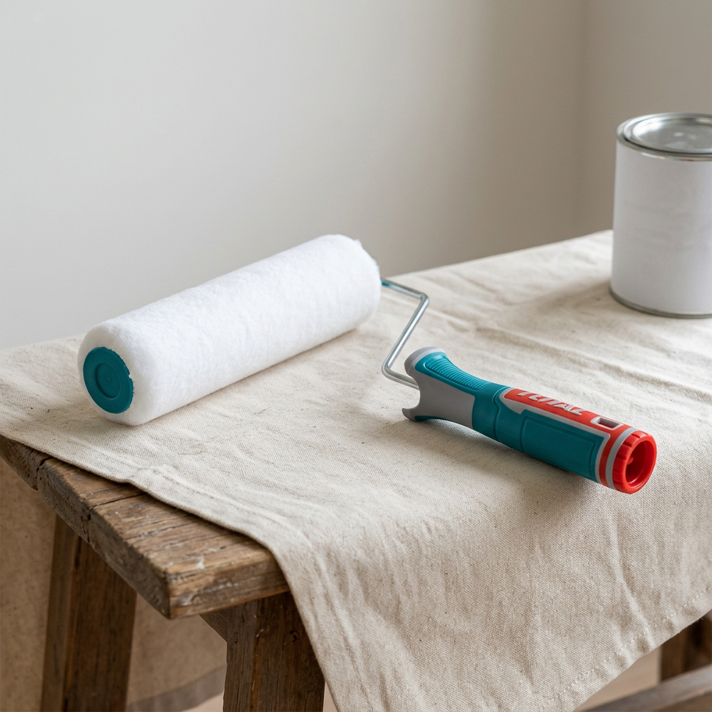 Total THT8594D acrylic paint roller on a decorating bench