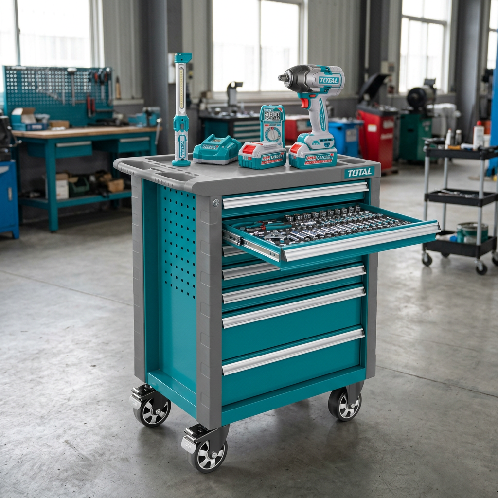 Total tool chest with an organised socket drawer open