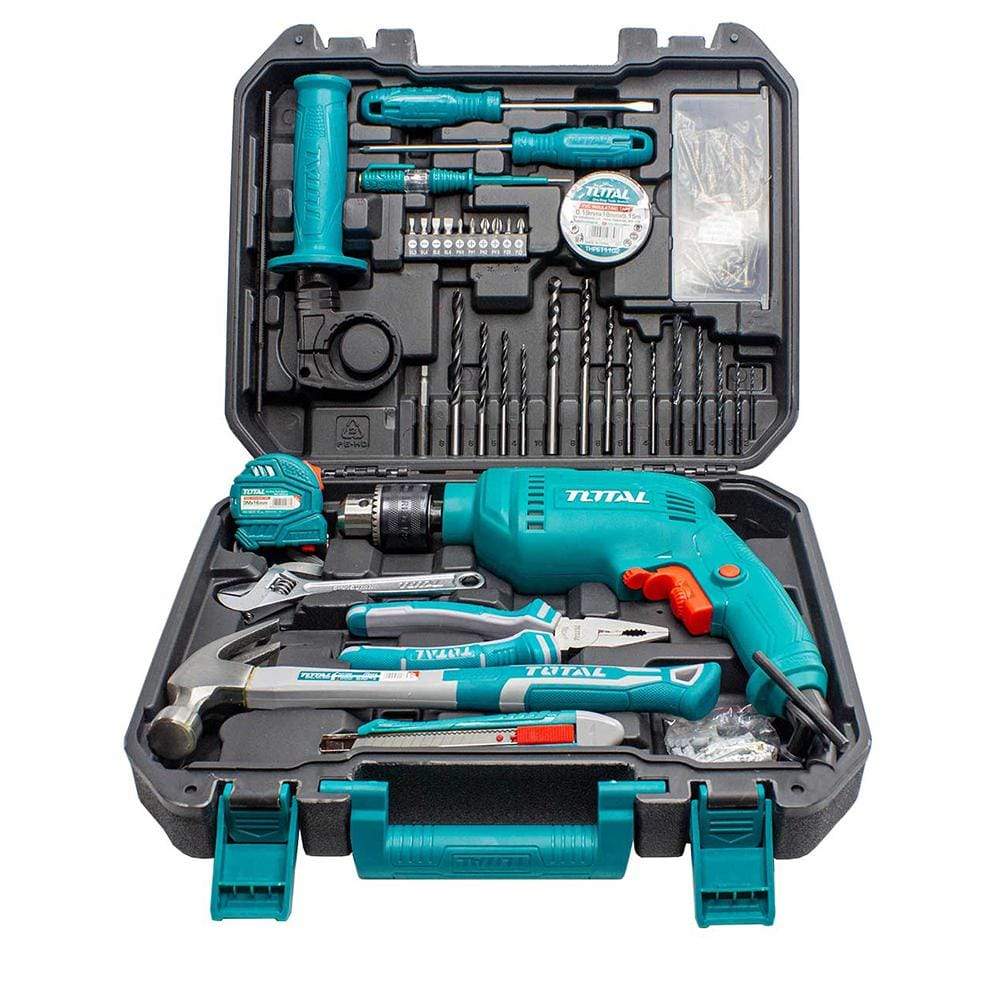 Total Tool Set Total 115 Pieces Tool Set with 680W Hammer Impact Drill - THKTHP1152