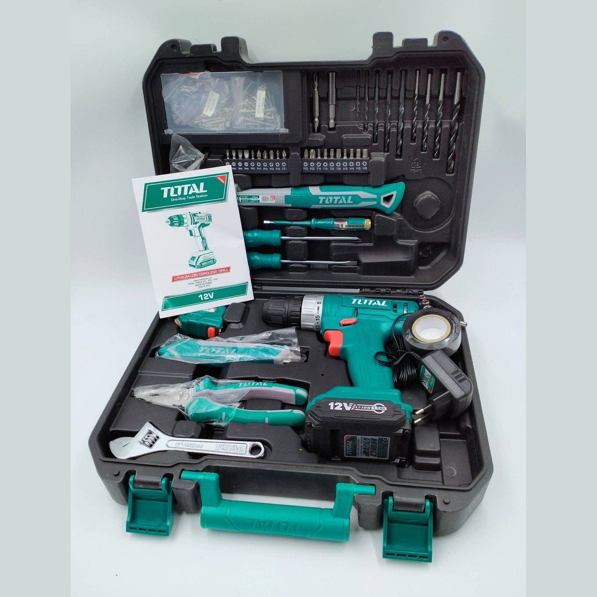 Total Tool Set Total 127 Pieces Tools Set with 12V Li-ion Cordless Drill - THKTHP11272