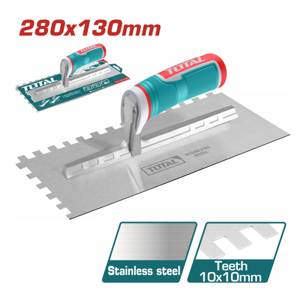 Total Specialty Hand Tools Total 280x130mm Plastering Trowel With Teeth - THTT81286
