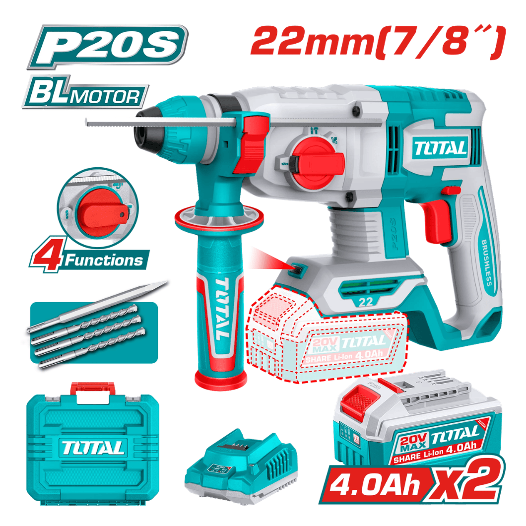 Total Drill Total Cordless Rotary Hammer 22mm - TRHLI212282