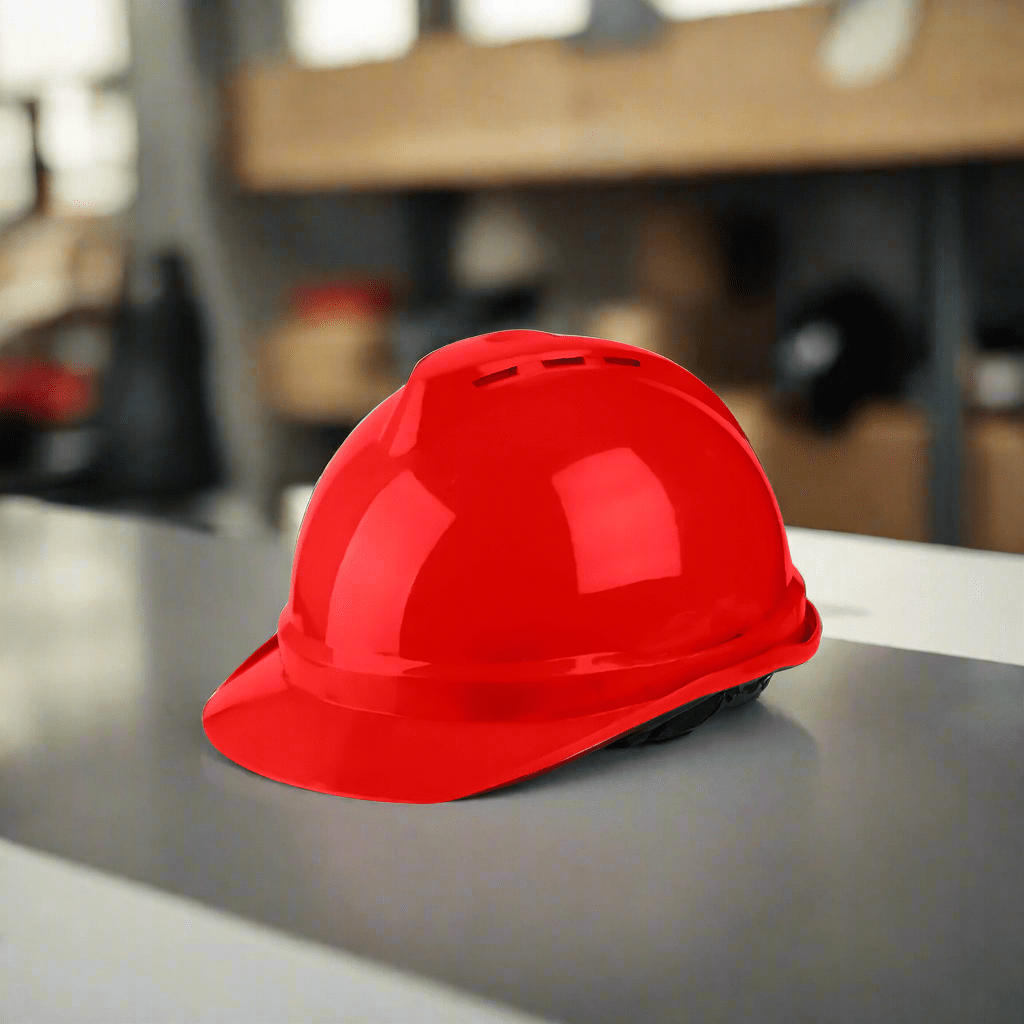 Total Safety Helmets Total Red Safety Helmet with Ribbon Chin Strap - TSP2604