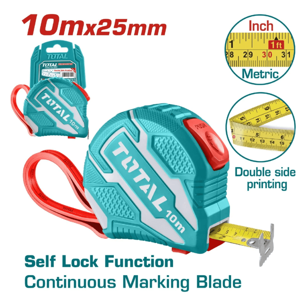 Total Tape Measure Total Steel Measuring Tape 10m x 25mm - TMT1262101