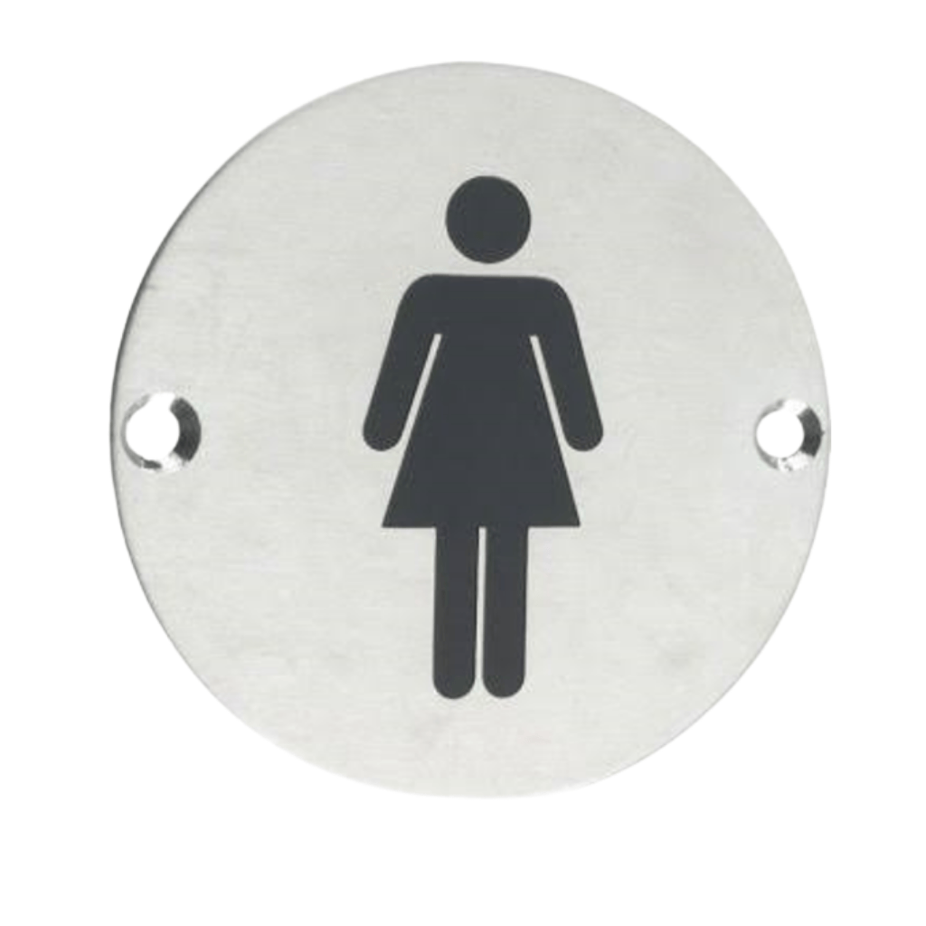 Union Door Hardware & Accessories Union 76mm Satin Stainless Steel Female Washroom Sign - S-FS-76D-SSS