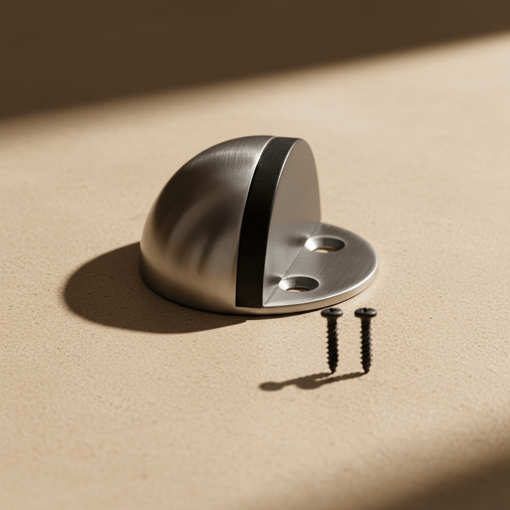 Union Door Hardware & Accessories Union Satin Stainless Steel Half-Moon Floor Door Stop with Rubber Buffer - SN DS-001-SSS