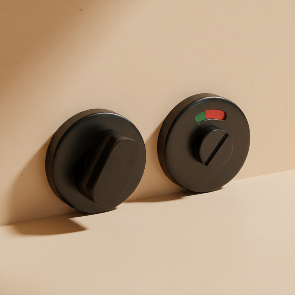 Union Door Hardware & Accessories Union Toilet Indicator & Thumbturn Set with Emergency Release | Black & Satin