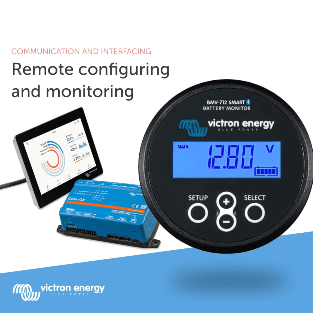 Victron Batteries & Accessories Victron Energy Black Smart Battery Monitor with Shunt 6.5-70 VDC Display and Bluetooth - BMV-712