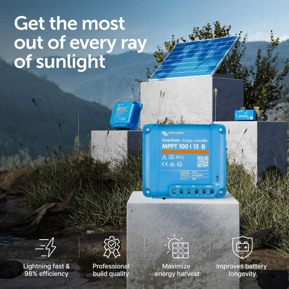 Victron Charge Controllers Victron Energy BlueSolar MPPT 15 A, 100V Smart Solar Charge Controller - SCC010015200R