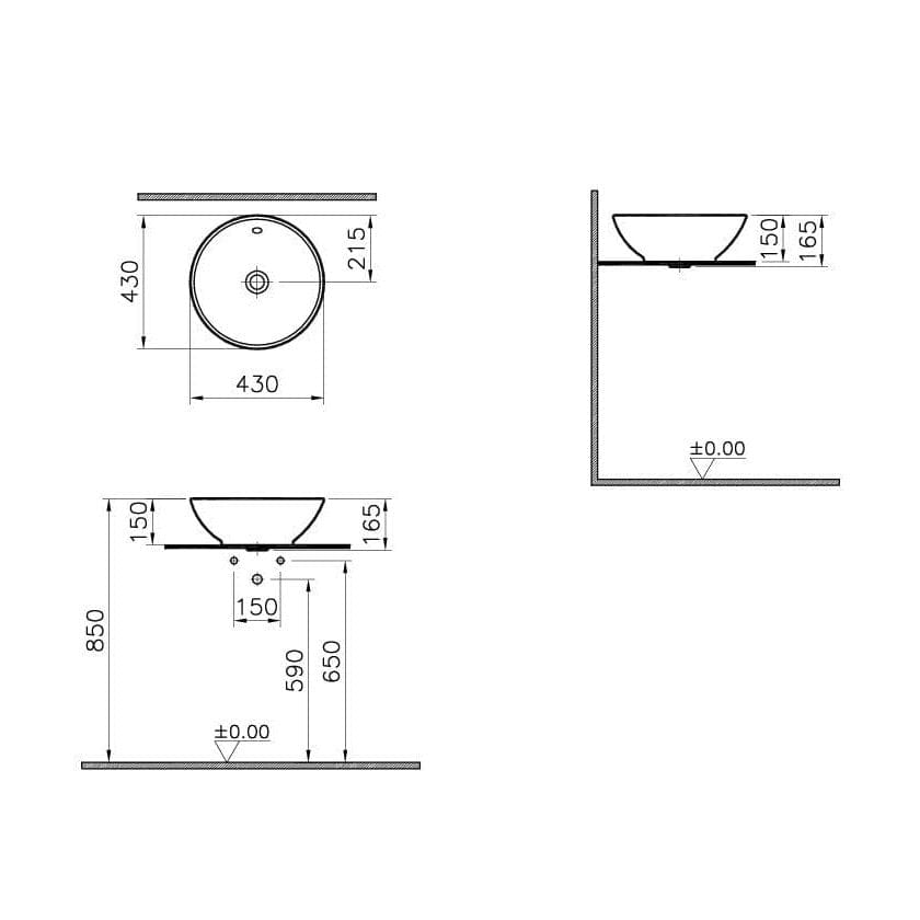 Vitra Bathroom Sink Vitra Options Bowl - 4324B003-0012