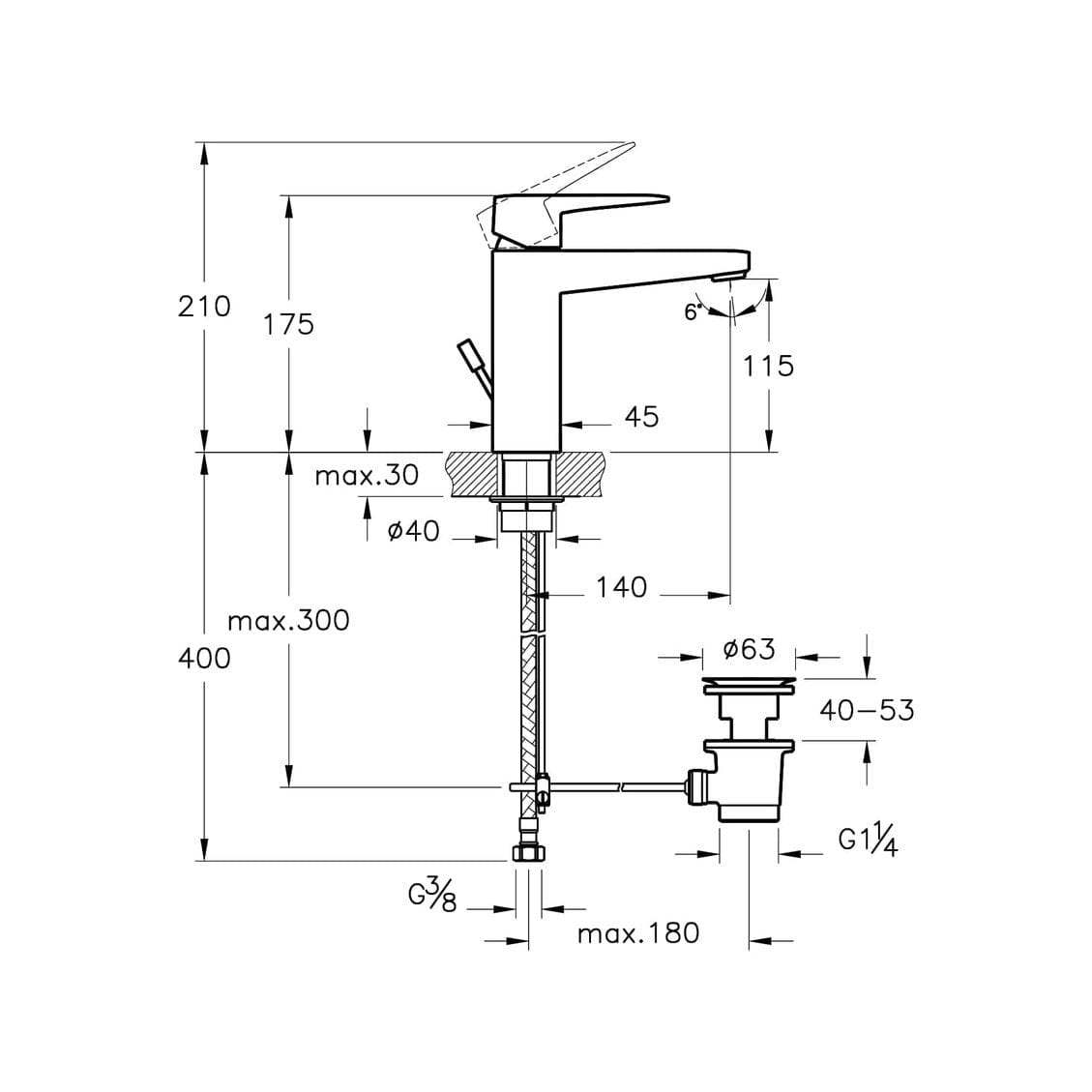 Vitra Bathroom Faucet Vitra Root Square Basin Mixer With Pop-Up - A42734EXP