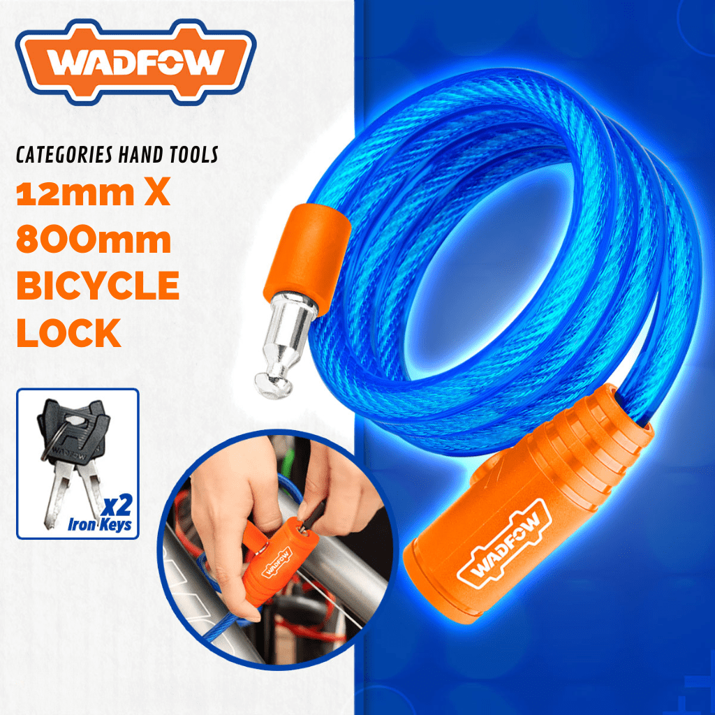 Wadfow Padlocks & Accessories Wadfow 12x800mm Bicycle Cable Lock - WBK1108
