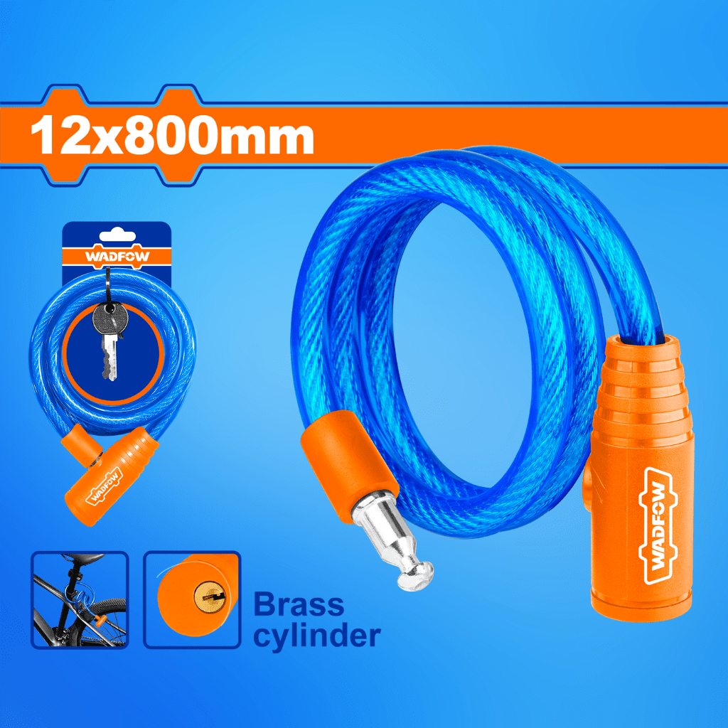 Wadfow Padlocks & Accessories Wadfow 12x800mm Bicycle Cable Lock - WBK1108