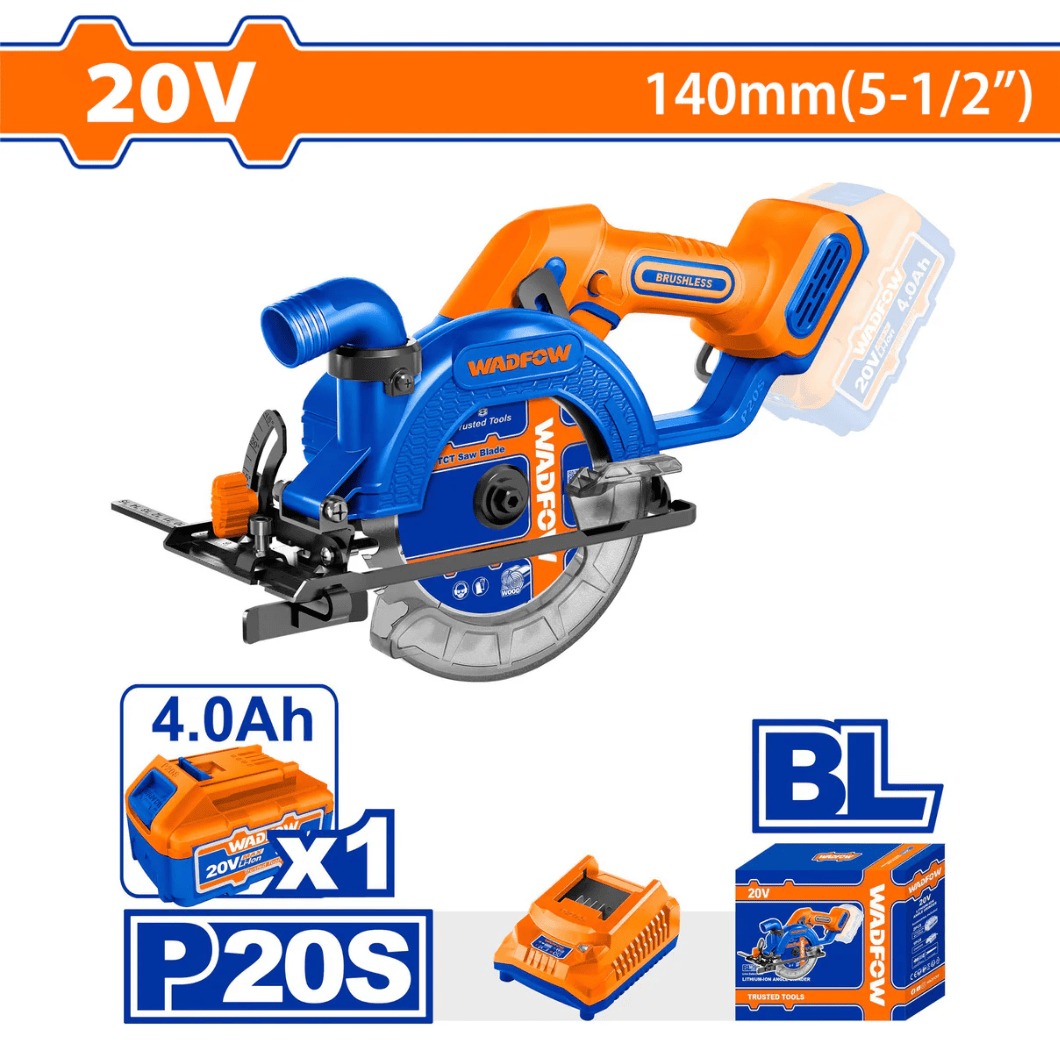 Wadfow Circular Saw Wadfow 140mm Cordless Circular Saw - WLWP5633