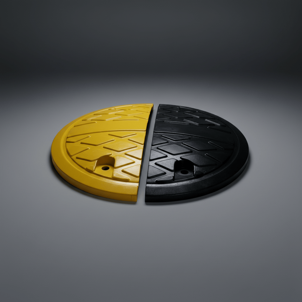 Wadfow Specialty Safety Equipment Wadfow 2-Piece Black and Yellow Rubber Speed Bump End Set - WYJ5A05