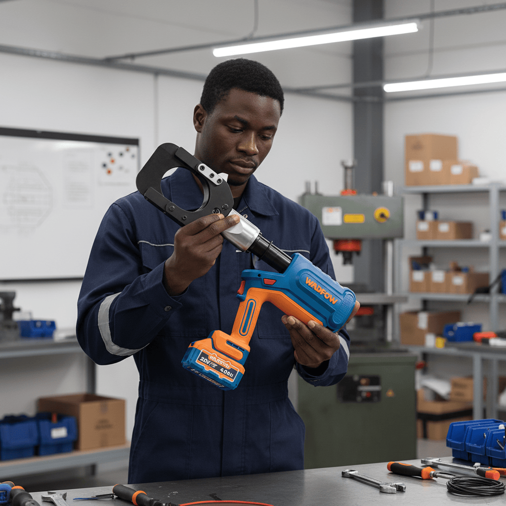 Wadfow Specialty Power Tool Wadfow 20V Cordless Hydraulic Cable Cutter 85mm 60kN with 2 x 4.0Ah Batteries & Charger - WCR2D85