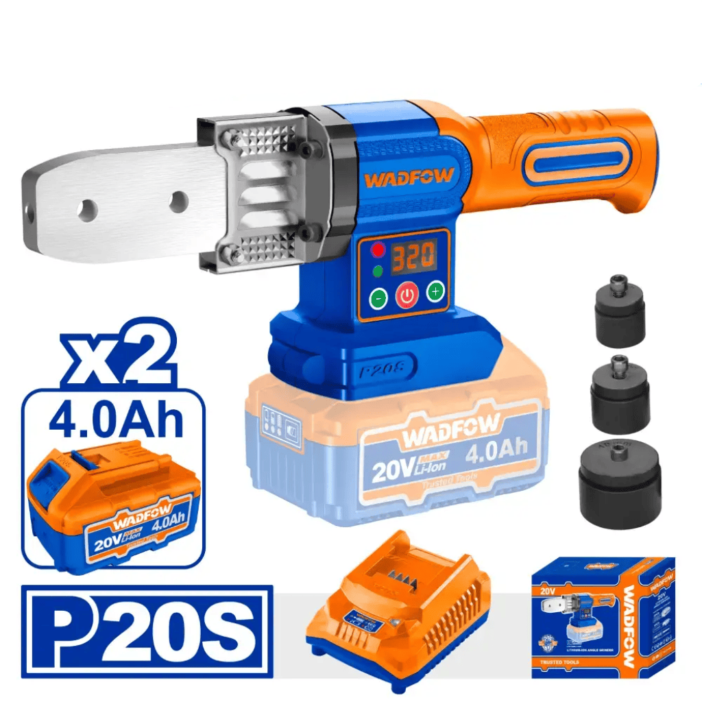 Wadfow Welding Machine & Accessories Wadfow 20V Cordless PPR Plastic Pipe Welding Tool with 2 x 4.0Ah Batteries & Charger - WWM20182