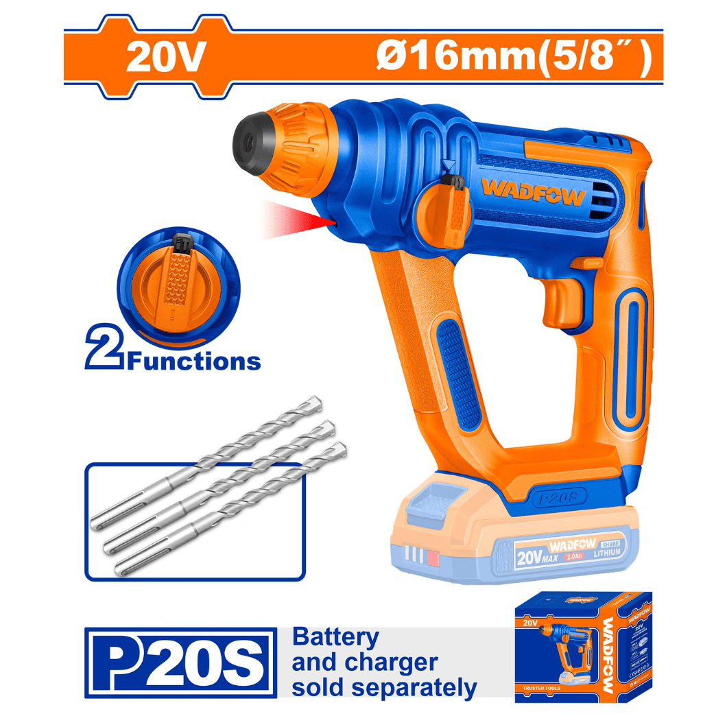 Wadfow Drill Wadfow 20V Cordless Rotary Hammer Without Battery And Charger - WLM1516