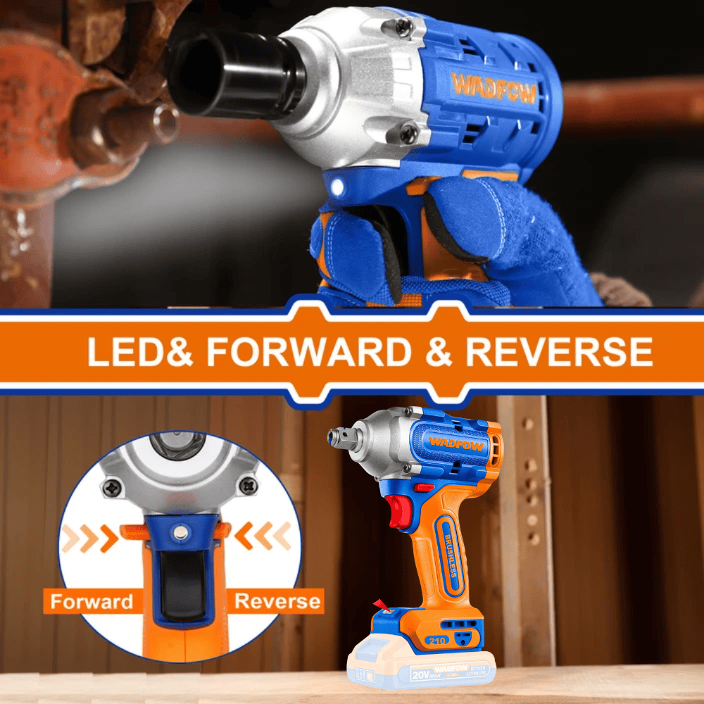 Wadfow Impact Wrench & Driver Wadfow 20V Lithium-Ion Cordless Impact Driver And Wrench - WCD3B21