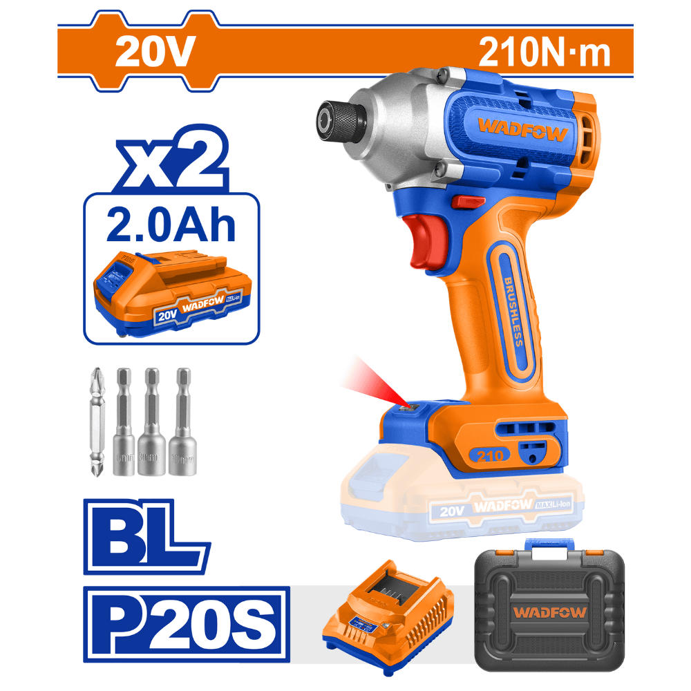 Wadfow Impact Wrench & Driver Wadfow 20V Lithium-Ion Cordless Impact Driver - WCD2B21