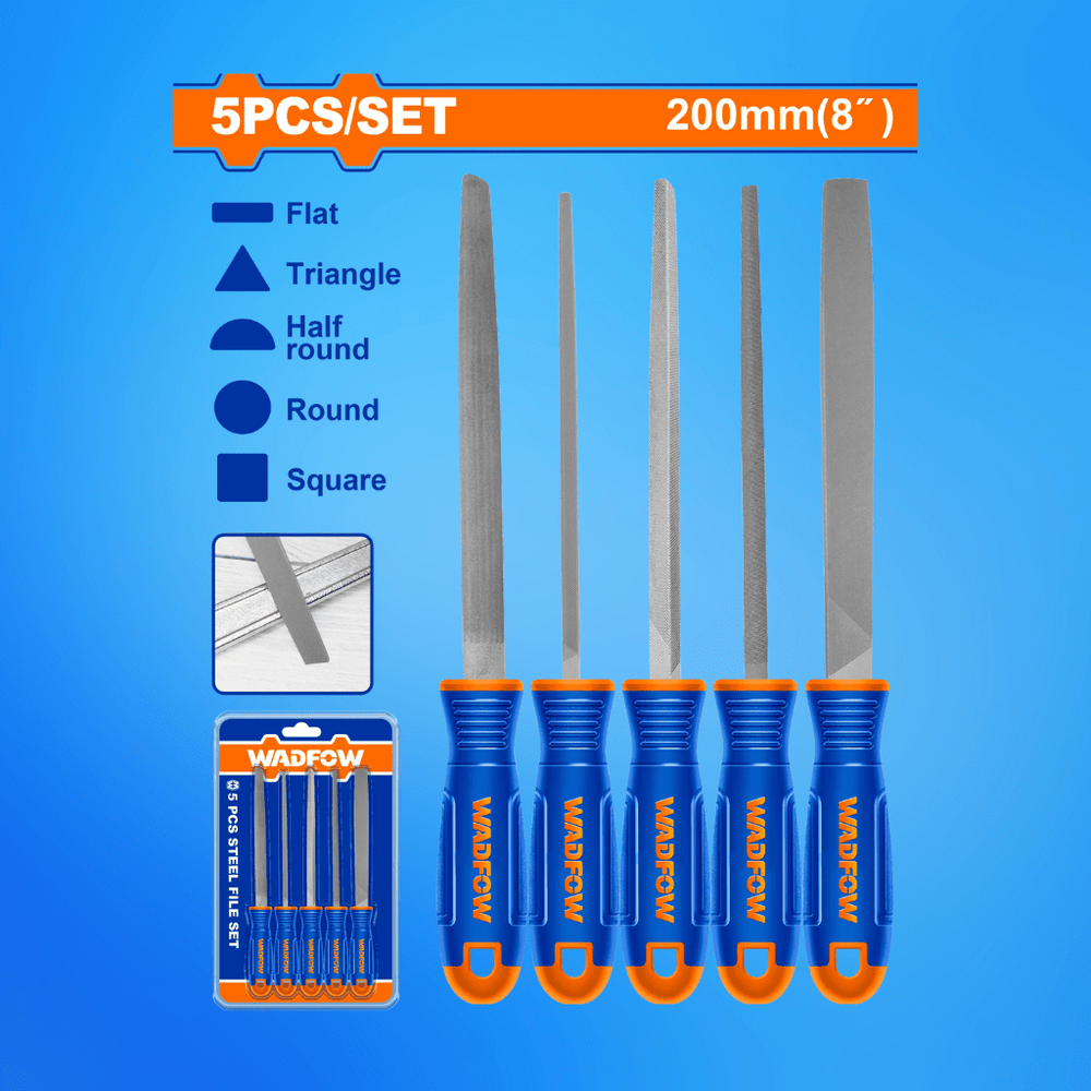 Wadfow Chisels Files Planes & Punches Wadfow 5 Pieces Steel File Set - WSF2405