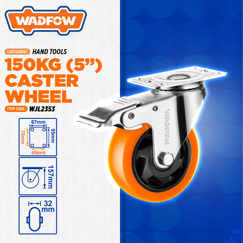 Wadfow Tool Chests & Cabinets Wadfow 5" Swivel Caster Wheel With Brake - WJL2353