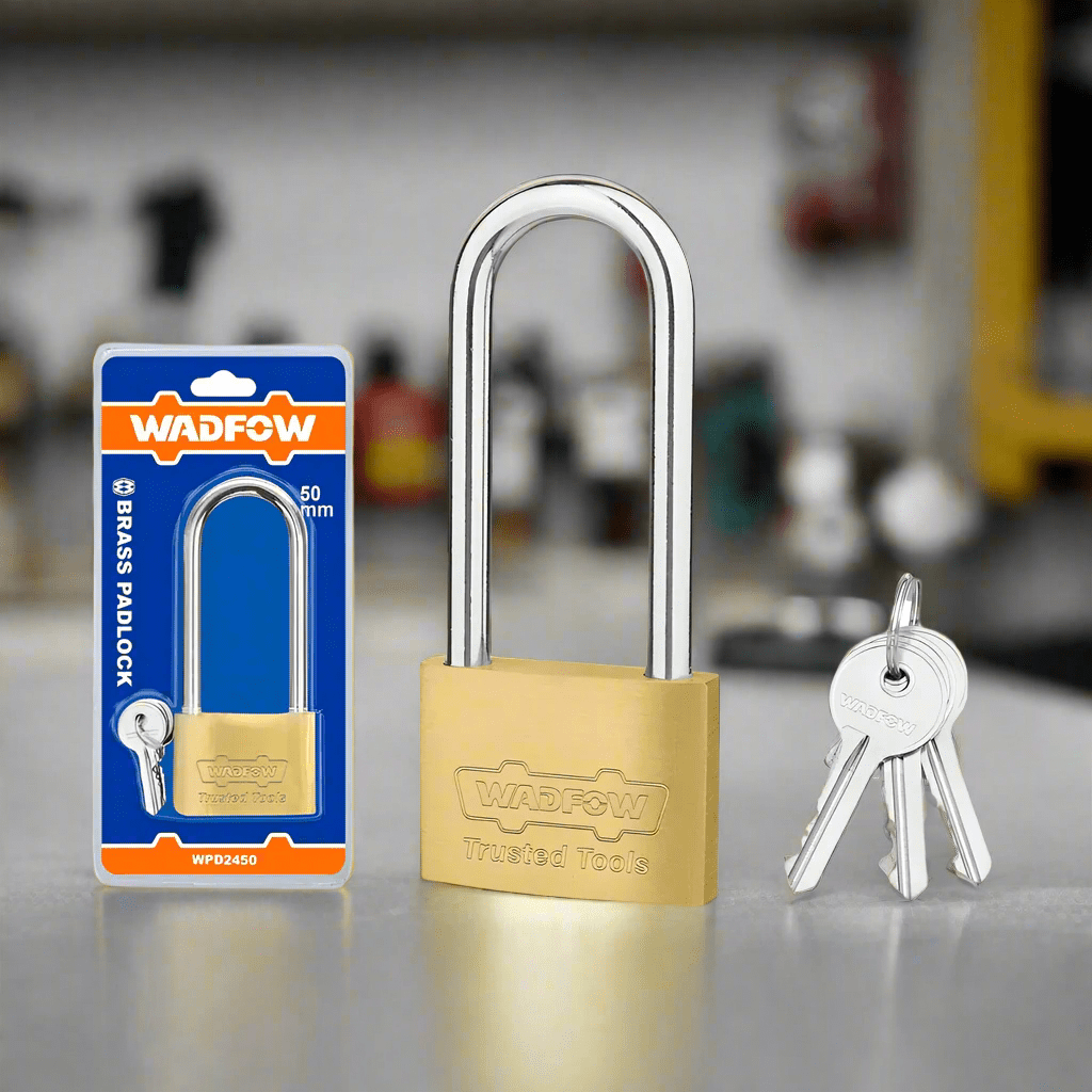 Wadfow Padlocks & Accessories Wadfow 50mm Long Shackle Brass Padlock - WPD2450