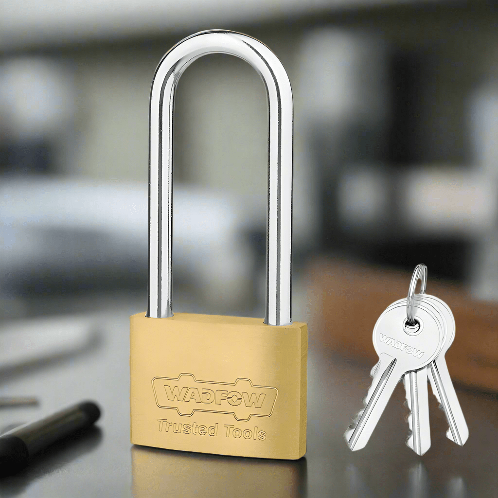 Wadfow Padlocks & Accessories Wadfow 50mm Long Shackle Brass Padlock - WPD2450