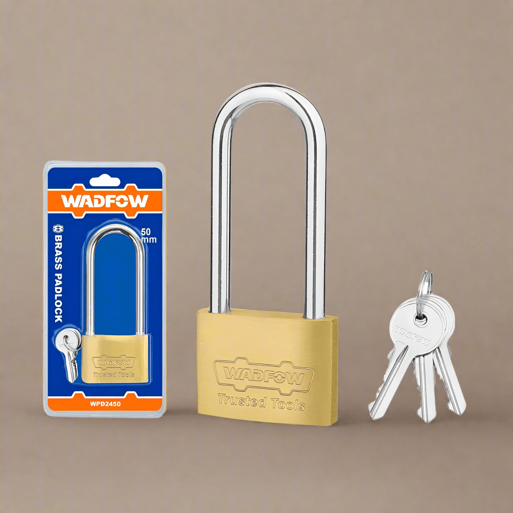 Wadfow Padlocks & Accessories Wadfow 50mm Long Shackle Brass Padlock - WPD2450