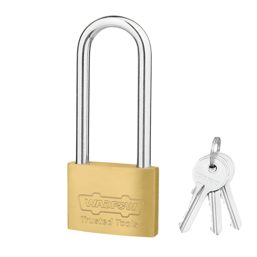 Wadfow Padlocks & Accessories Wadfow 50mm Long Shackle Brass Padlock - WPD2450