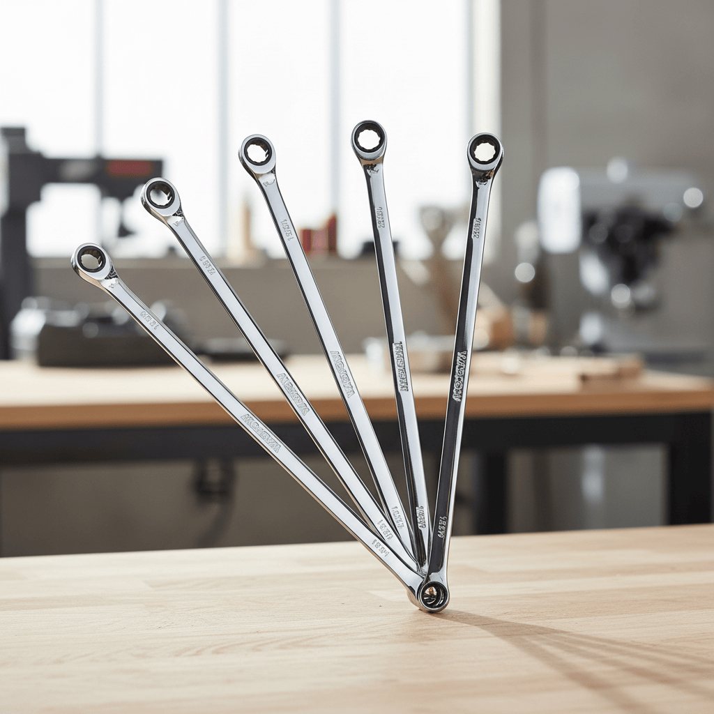 Wadfow Wrenches Wadfow 6-Piece Extra-Long Double Ring Ratchet Wrench Set - WFR8406