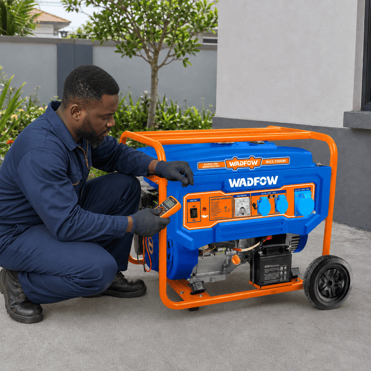 Wadfow Generator Wadfow 7.0KW Gasoline Generator with Electric Start, 25L Fuel Tank & Wheel Kit – WGEAA096