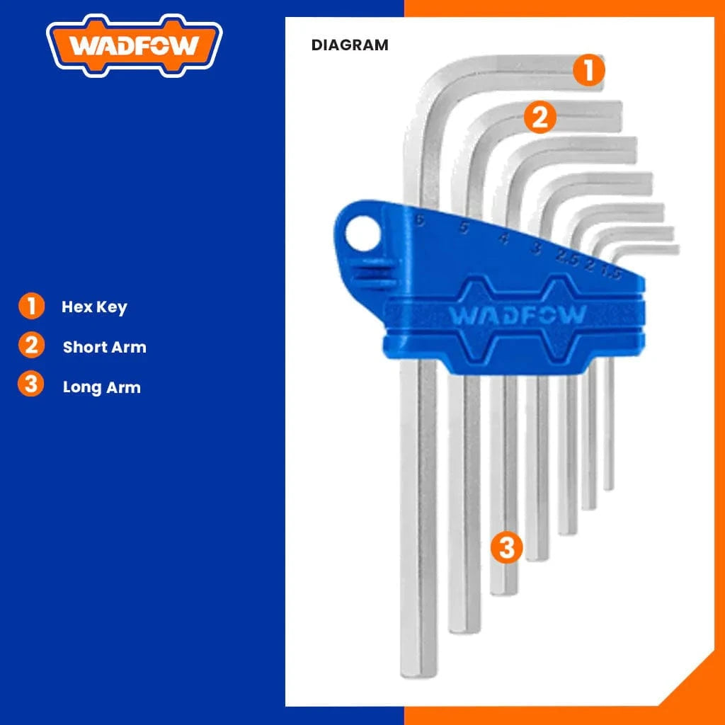Wadfow Sockets & Hex Keys Wadfow 7 Pieces Short Arm Hex Key Set - WHK1671