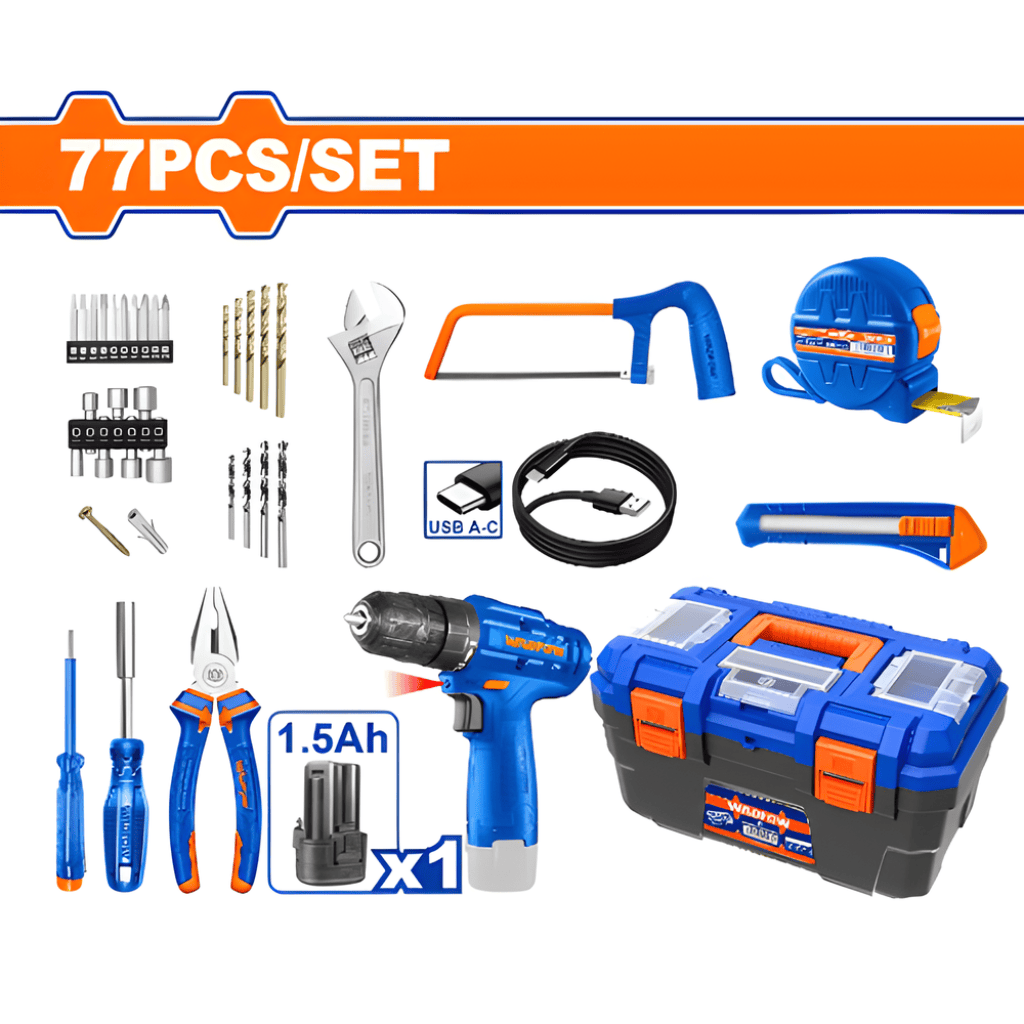 Wadfow Tool Set Wadfow 77-Piece Cordless Drill Tool Set - WDT4B77