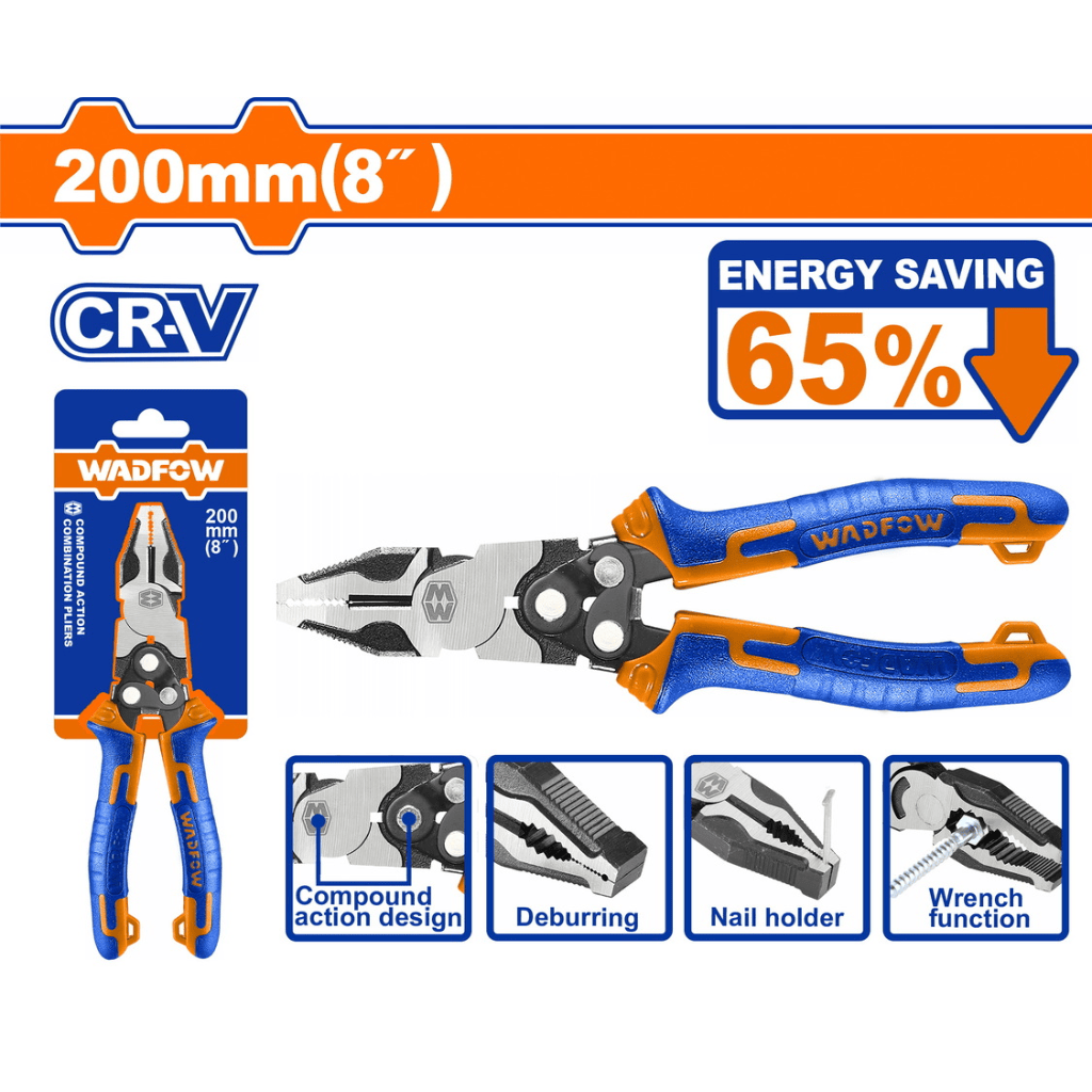 Wadfow Pliers Wadfow Compound Action Combination Pliers 8" (200mm) - WPL1768