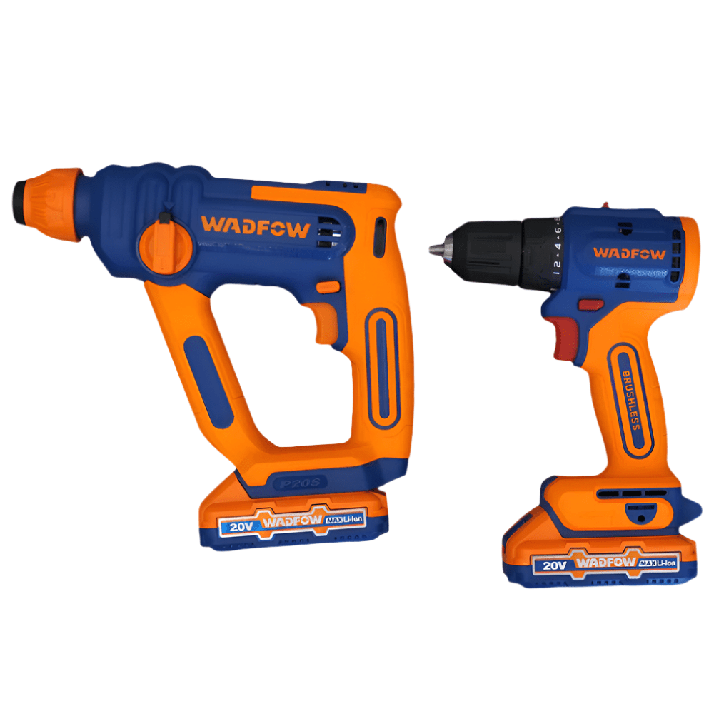 Wadfow Drill Wadfow Cordless 20V Drill 50Nm + 16mm Rotary Hammer + Two 1.5Ah Batteries - WOS240681