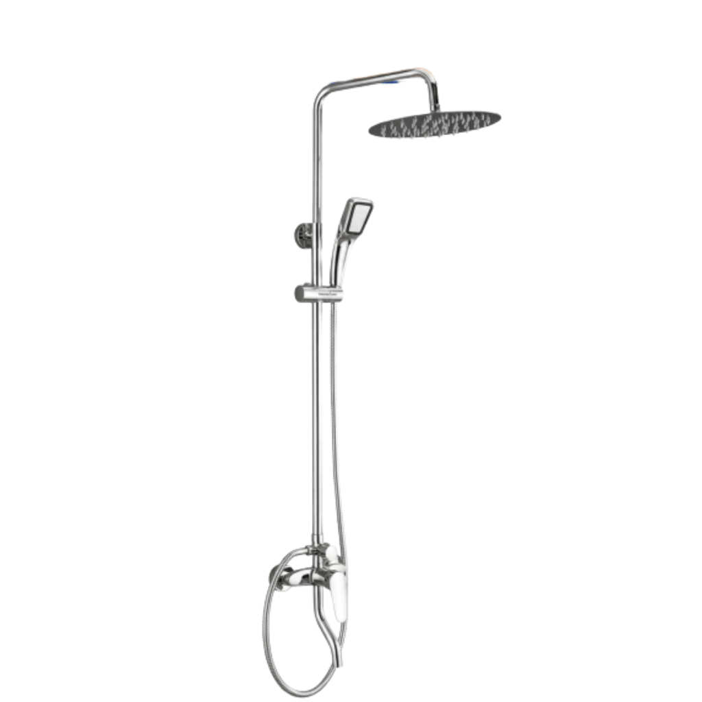 Wadfow Complete Shower Set Wadfow Hot & Cold Shower Set with Hot & Cold Mixer Faucet, Overhead Shower, Hand Shower & Accessories - WZD3501