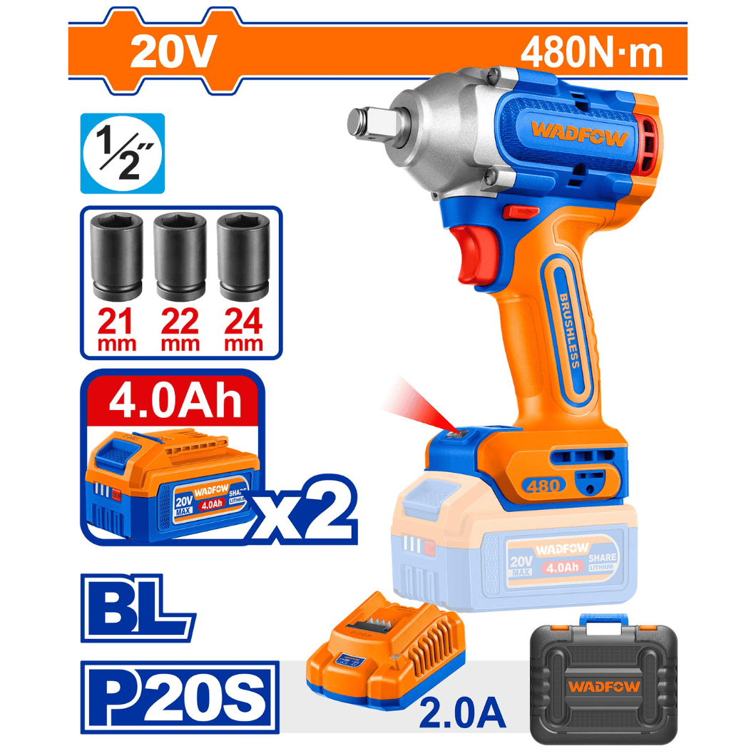 Wadfow Impact Wrench & Driver Wadfow Lithium-Ion Cordless Impact Wrench - WCD1B483