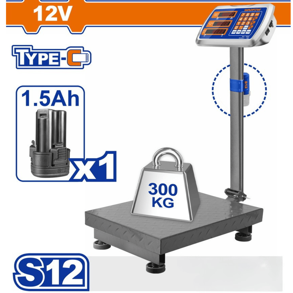 Wadfow Specialty Power Tool Wadfow Lithium-Ion Cordless Scale 12V 1.5Ah Battery 300kg - WEC1303